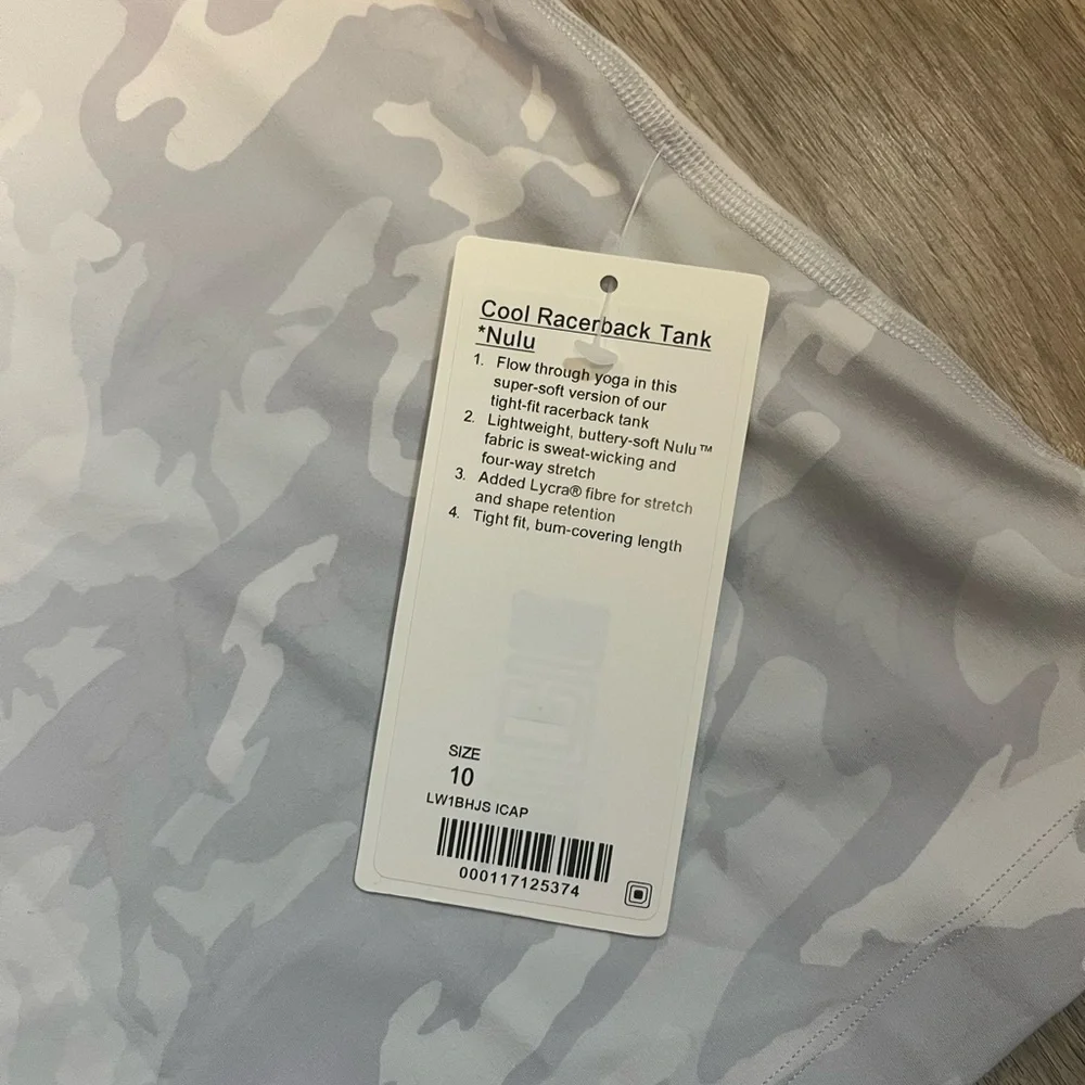 Lululemon Cool Racerback White Camo Women's Tank in size 10 - Picture 7 of 15
